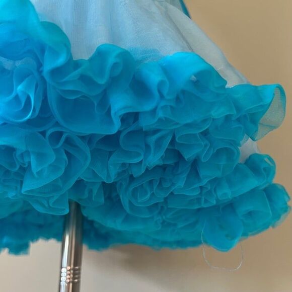 Girls Blue Ruffle Tulle Adjustable Size Tutu Skirt Halloween Costume sz 6-14 - Picture 9 of 9